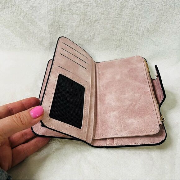 Disney Mickey Mouse Pink Multifunctional Check Book Wallet Zippered Coin - Picture 6 of 8